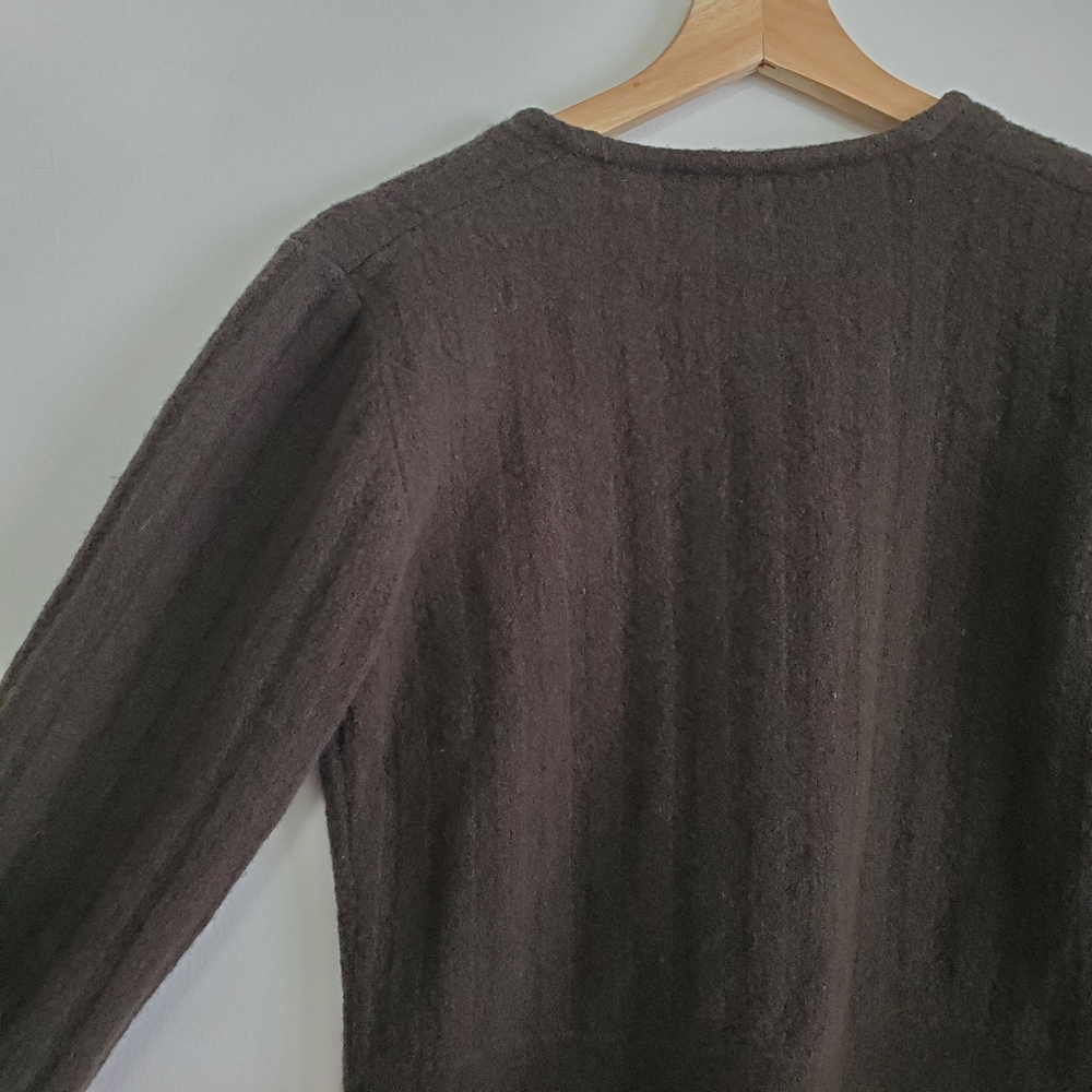 Vintage Small Sweater Tristan And Iseut Wool Cardigan Forest Green V-neck Button - Picture 7 of 16